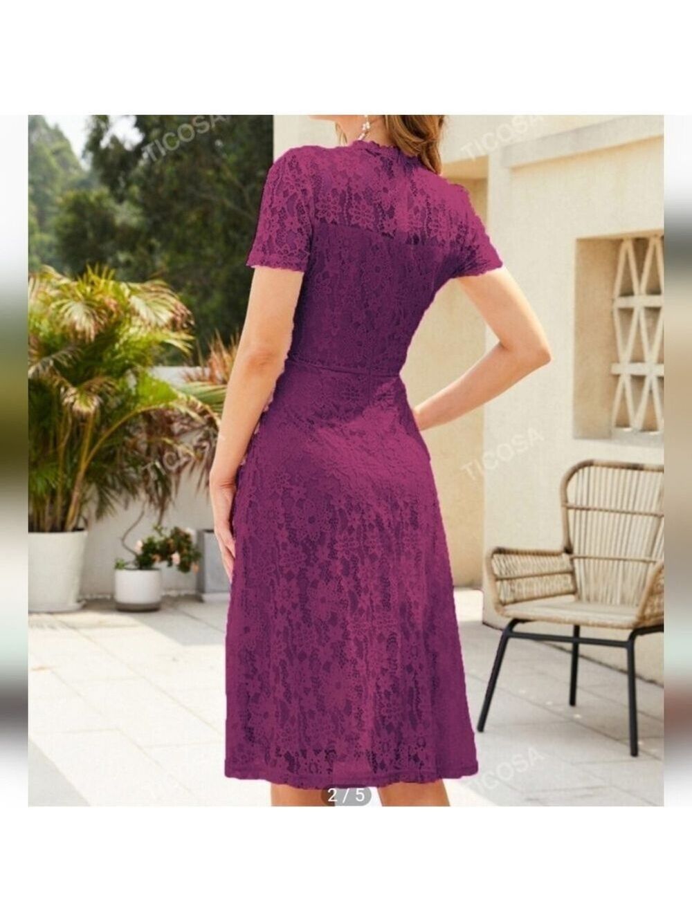 TICOSA Color Purple Zip Back Lace Formal Dress NWT Size L No - Picture 2 of 14
